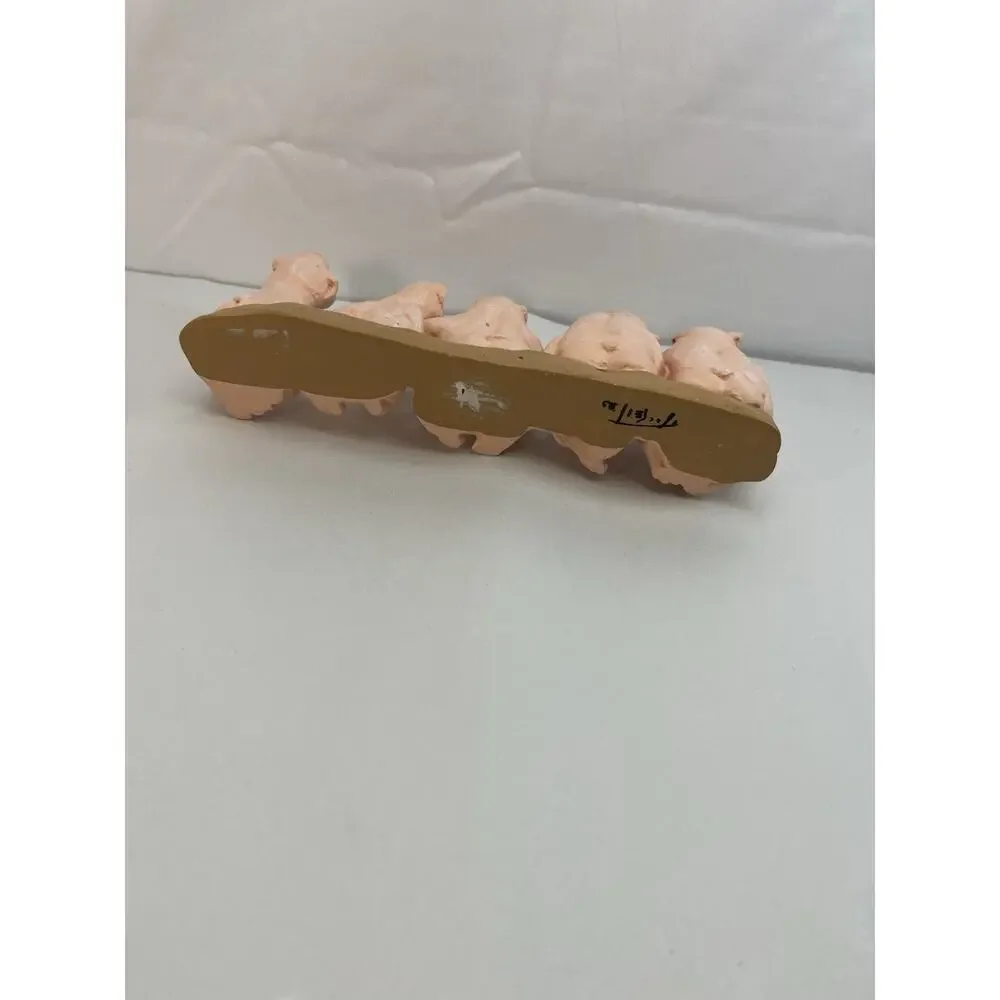 1999 Decorative Pig Figurine Five Pigs Sitting on Bench